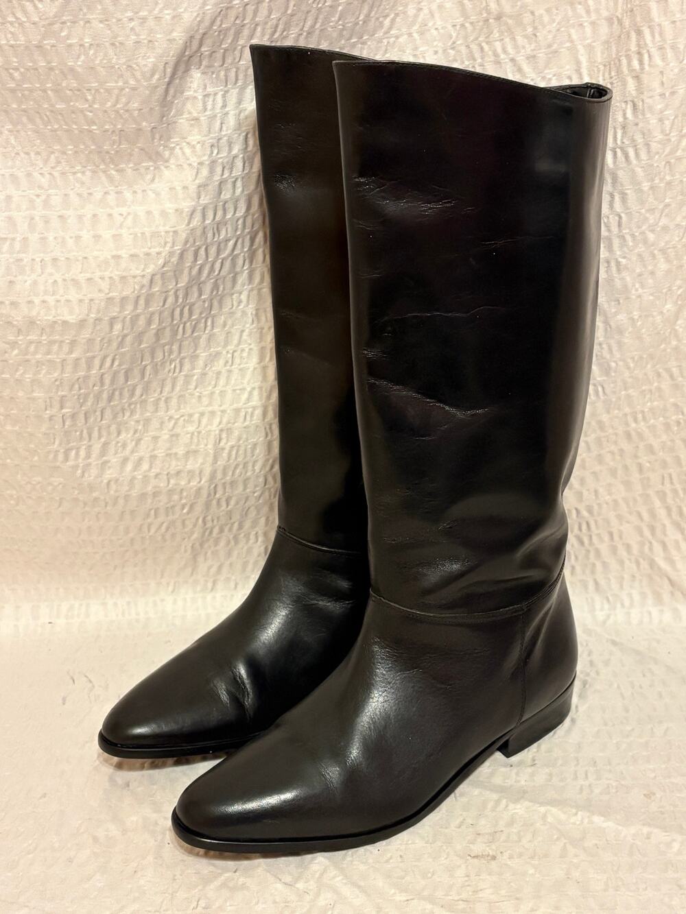VTG Seychelles Brazilian Made 7.5M Womens Black Leather Fashion Riding Boots EUC